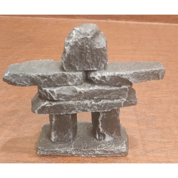 Inuit Folk Art Inukshuk 5" Black Statue Recycled Material Made In Canada Boma - Picture 2 of 11